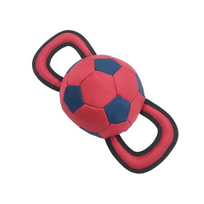 Football Shaped Squeaky Pet Toy Dog Toy for Chew and Tug with Two Handle