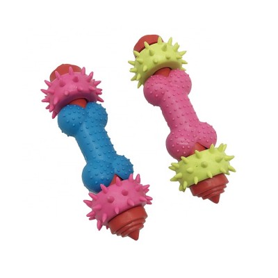 2020 Hot Sale Interactive Colorful Soft Rubber TPR Barbell Dog Chew Toys Molar Pet Toy Cleaning Teeth