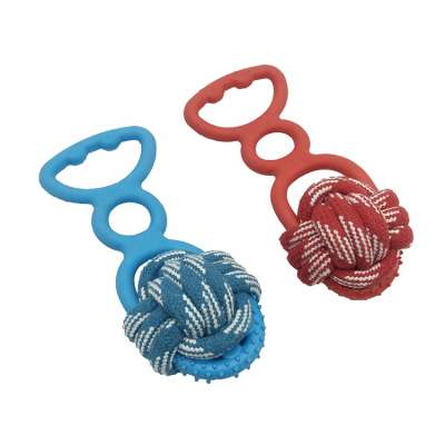 2020 Hot Selling Rubber TPR Interactive Dog Chew Toys Cotton Rope Ball Chew Toy Wholesale Molar Ball