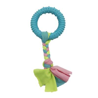 Pet New Toy Dogs Cat Toys Tricolor Interactive Dog Chew Tpr Ring Toy With Cotton Rope