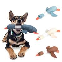 Wholesale Pet Dog Chew Toy Bite Resistant Goose Plush Stuffed Linen Squeaky Duck Dog Toy