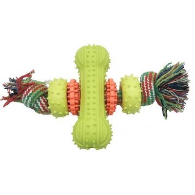 Wholesale Factory Price Soft Rubber Bone Bite Resistant Chew Toys Colorful TPR Pet Molar Toys With Rope