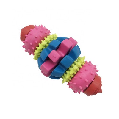 Custom Interactive Colorful Soft Rubber TPR Barbell Dog Chew Toys Molar Pet Toy