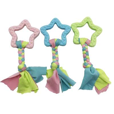 Wholesale Custom Colorful Pet Tpr Toy Interactive Multiple Shape Dog Toy With Cotton Rope Knot